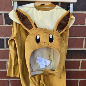 Pokemon Unisex Eevee Hooded Jumpsuit Classic Costume Brown Size XS 3-4 Years